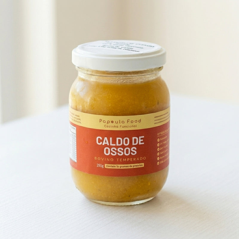 Caldo de Ossos Bovino Temperado — Cocção de 48h, 10g de Colágeno | 250ml